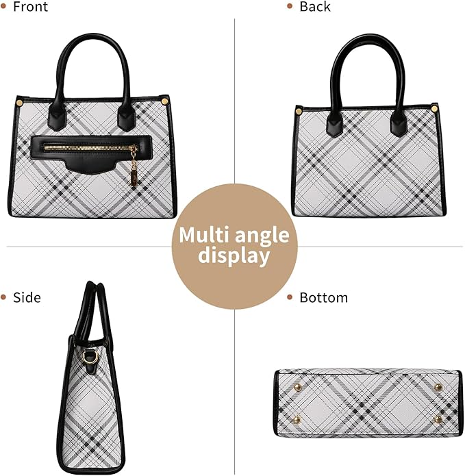 Handbags for Women, 3Pcs Women's Handbags Fashion PU Leather, Tote Shoulder Top Handle Satchel Purse Bags