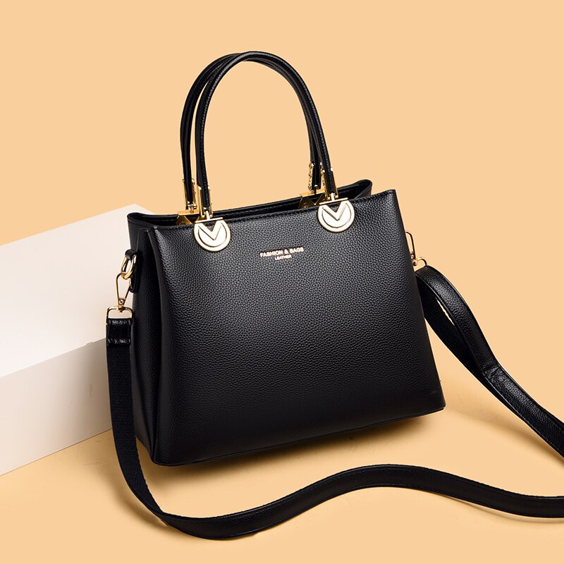 Top Quality Designer Bag High End Women's Handbag Luxury Leather Tote Bag Black Female Shoulder Bags Casual Ladies Messenger Bag