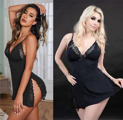 Women's Lingerie  Nightwear Spaghetti Strap Nightgown Babydoll (Wine Red)