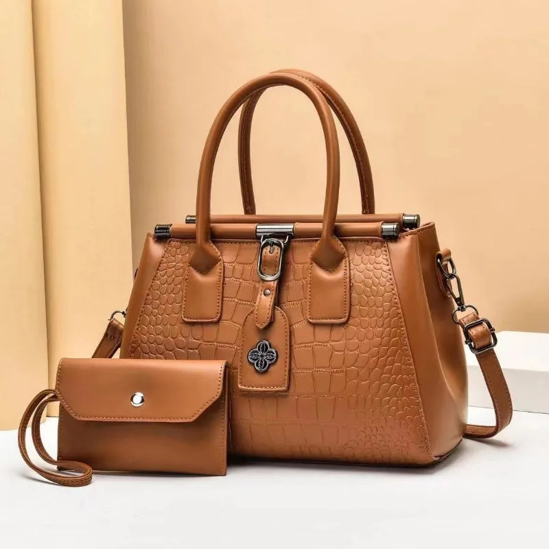 Fashion Versatile 2 Piece Set One Shoulder Crossbody Bags Ladies Handheld Tote Bag Quality Leather Luxury Women's Handbags