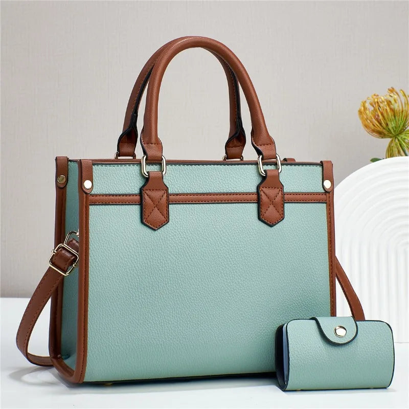 Leisure women's handbag 2024 new fashion contrasting color women's tote bag large capacity women's shoulder crossbody bag