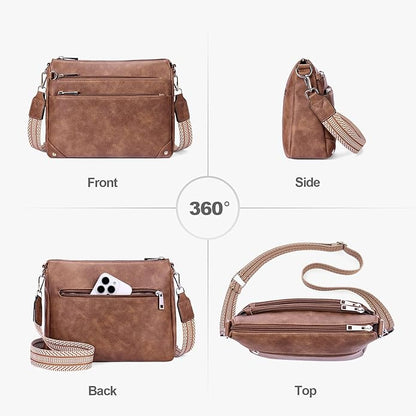 Crossbody Bags for Women Rfid Travel Crossbody Purses Leather Handbags Medium Shoulder bag with Adjustable Strap