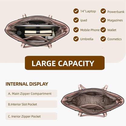 Purses and Handbags for Women Tote Bag Shoulder Bag Top Handle Satchel Purse Set with Wallet Large Work Tote 3pcs