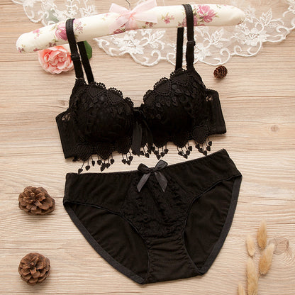 Comfortable Gathering Sexy Underwear Suit Push up Bra Under Ring Lace Rdge Padded Cup Bra+set Lingerie Femme 75AB 80AB 85AB
