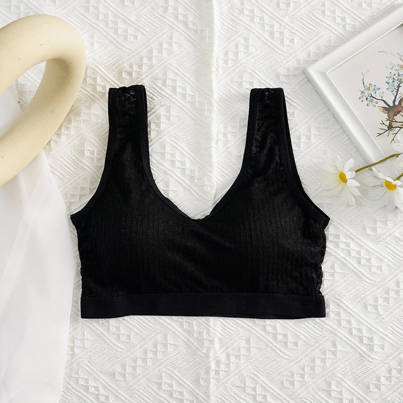 Lace Meshcrop Top Women Sexy Female Lingerie Breathable Underwear Wireless Padded Bandeau Streetwear Camisole
