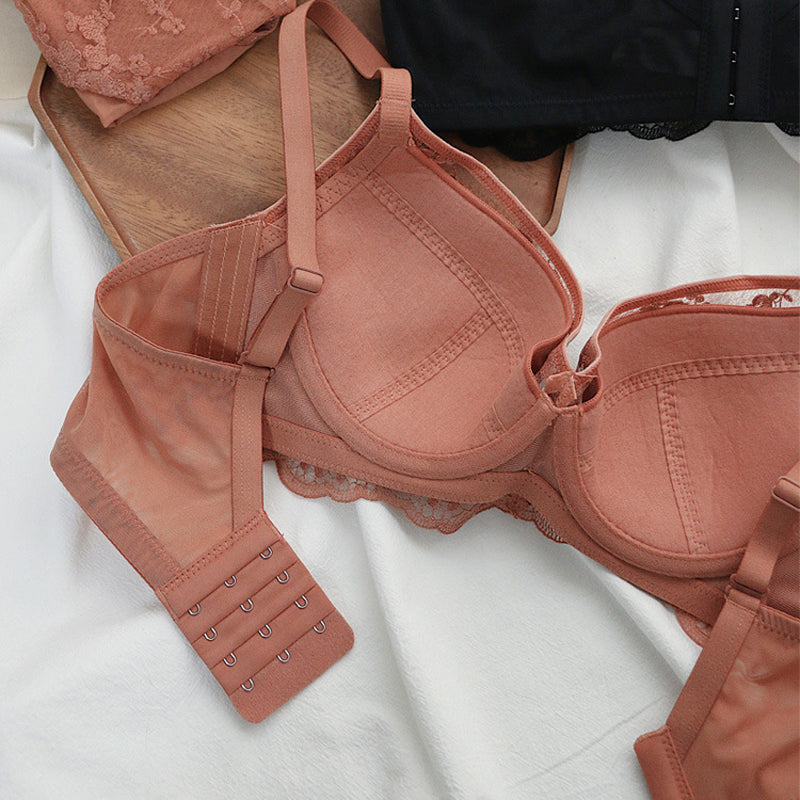 Women Red Khaki Padded Lace Bras Panties Push Up Bra Set Sexy Lingerie Set Underwear Lovely Bra Sets