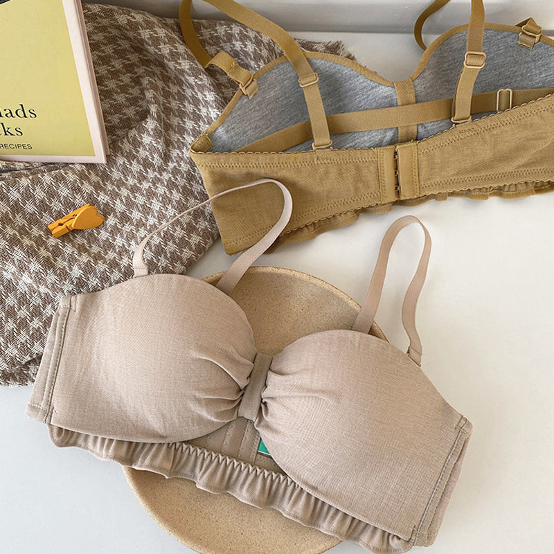 Women Strapless Sexy Lingerie Set Wireless Cotton Panties Underwear Invisible Bra Sets A B Lingerie