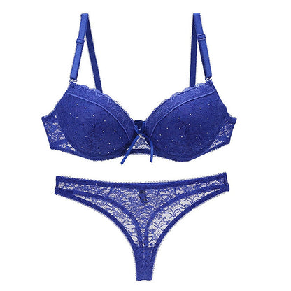 New Sexy Lace Female Underwear Push Up Plunge Padded BCDE Cup Panties and Bra Sets Adjusted Straps Women Lingerie