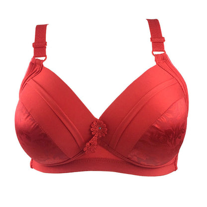 Linbaiway BC Cup Bras for Big Breasted Women Fat Full Coverage Wire Free Back Closure Underwear Gathered Bra