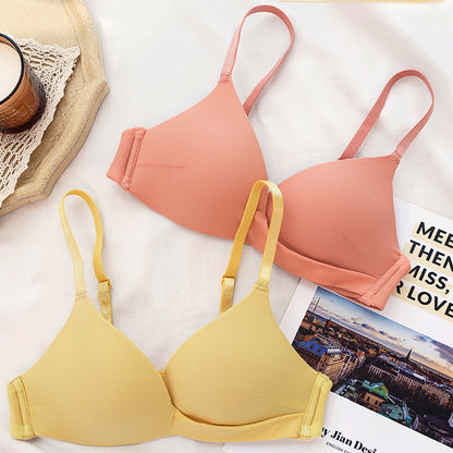 vNew For Women Yellow Sexy Lingerie Set Padded Bras Wireless Panties One-Piece Bra Sets Underwear A B