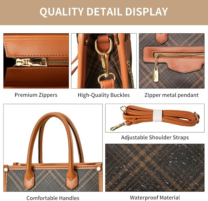 Purses and Handbags for Women, 3Pcs Women's Handbags Fashion PU Leather, Tote Shoulder Top Handle Satchel Purse Bags