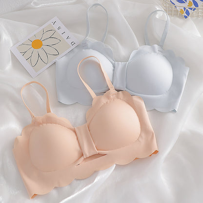 Women Red Skin Bralette Cotton Panties Bra Sets Half Cup Padded Sexy Lingerie Sets Wireless Underwear A B