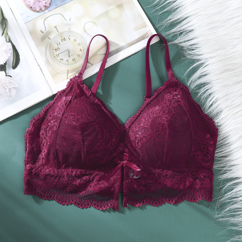 Triangle Cup Lace Bralette Bras for Women Sexy Tank Tops Crop Tops Female Gathered Padded Underwear Brassiere