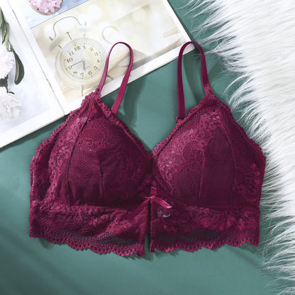 Triangle Cup Lace Bralette Bras for Women Sexy Tank Tops Crop Tops Female Gathered Padded Underwear Brassiere