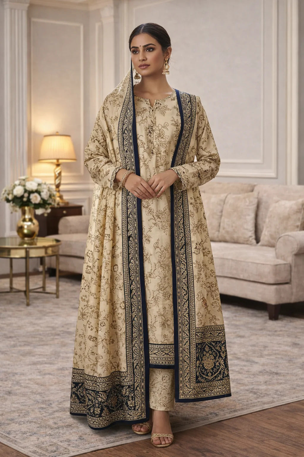 Swiss Lawn Unstitched 3 Piece Suit - A1808