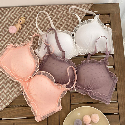 New For Women Pink Pruple Lace Wireless Bralette Panties Push Up Bra Sets Underwear Sexy Lingerie Sets