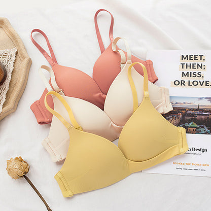 vNew For Women Yellow Sexy Lingerie Set Padded Bras Wireless Panties One-Piece Bra Sets Underwear A B