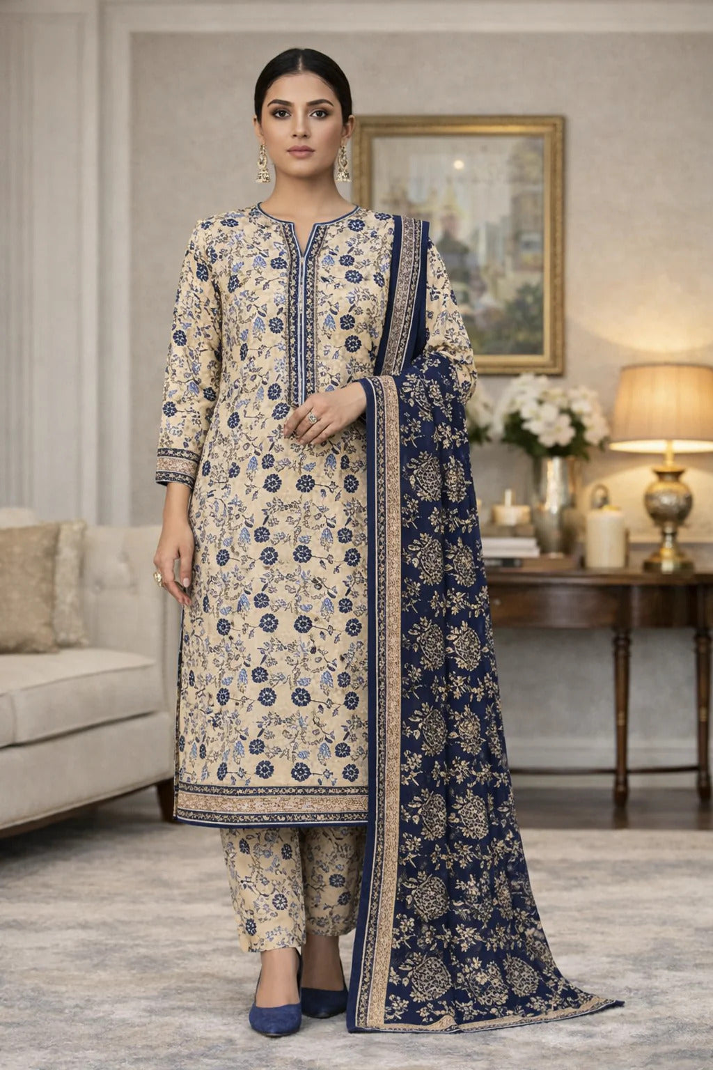 Swiss Lawn Unstitched 3 Piece Suit - A1791