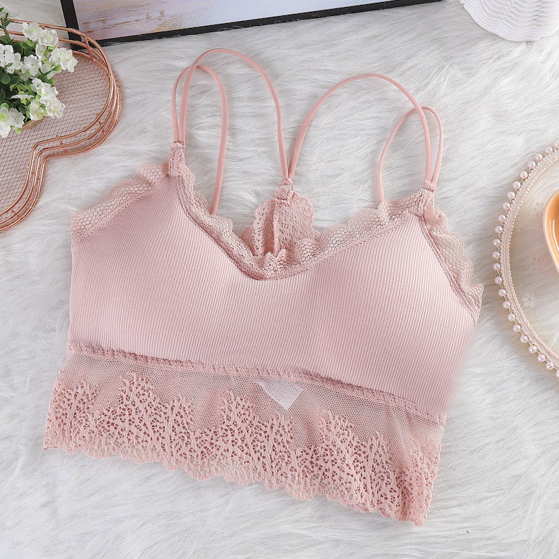 Wireless Bras for Women Lingerie Cross Strap Sexy Bralette Push up Bra Straps Backless Lace Brassiere Femme