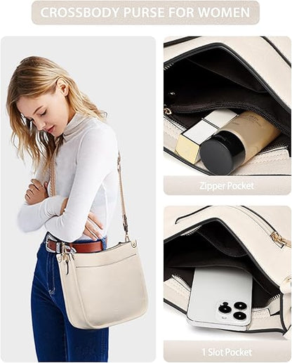 Purses for Women 3PCS, Crossbody Bags Set Large Leather Purse Shoulder Handbags with Wallet Adjustable Straps for Ladies