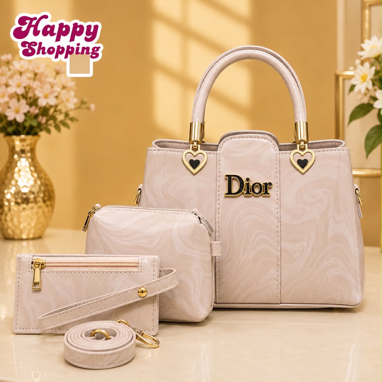 DiorMarbal Texture High Quality 3Pcs Shoulder Bag