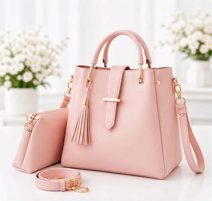 2-PCS TUSEL  PREMIUM LEATHER HANDBAGS