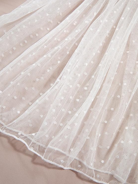 Polka Dots Mesh Sheer Lace Babydoll Chemise Lingerie Set Floral Sleep Wear