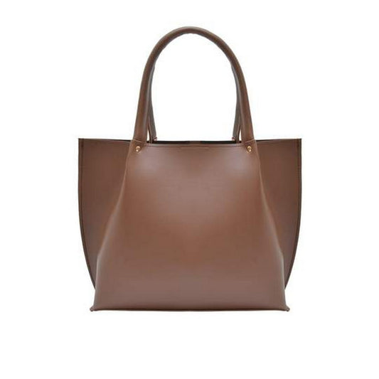 tote brown bag double shoulder fix straps with inner zipper pocket leather shoulder bag