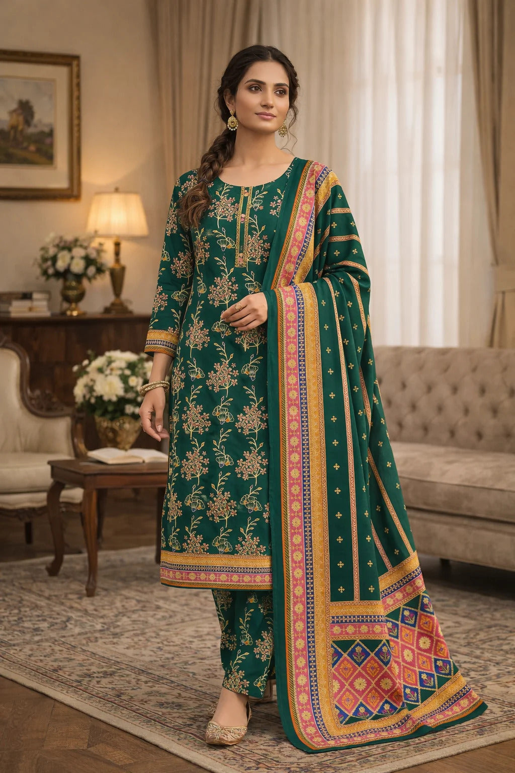 Swiss Lawn Unstitched 3 Piece Suit - A1746
