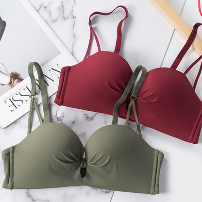 For Women Red Green Padded Bra Sets Lovely Cut Out Mesh Panties Wireless Underwear Sexy Lingerie A B C Seamless