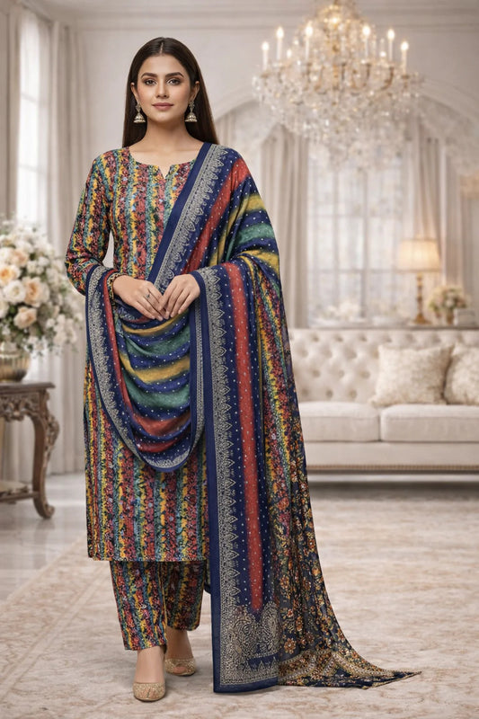 Swiss Lawn Unstitched 3 Piece Suit - A1728