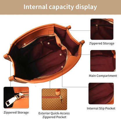 3Pcs Purses and Handbags Set for Women, Top Handle Satchel Shoulder Crossbody Tote Bag Purse with Wallet for Work