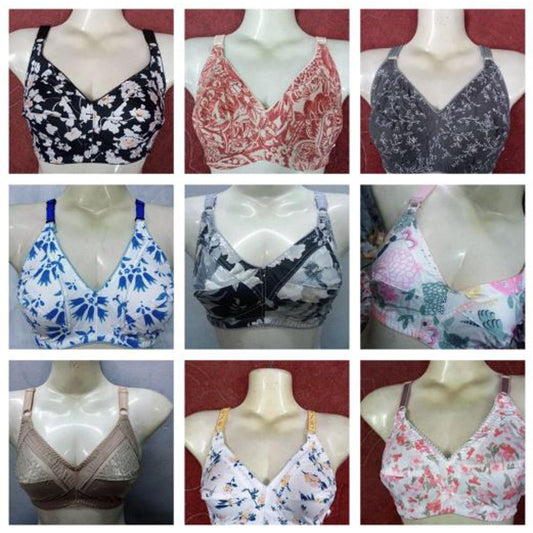 Floral Lace Bralette Padded Wireless Bra Adjustable Shoulder Strap for women