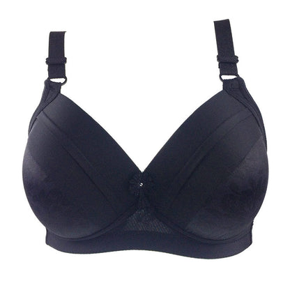 Linbaiway BC Cup Bras for Big Breasted Women Fat Full Coverage Wire Free Back Closure Underwear Gathered Bra