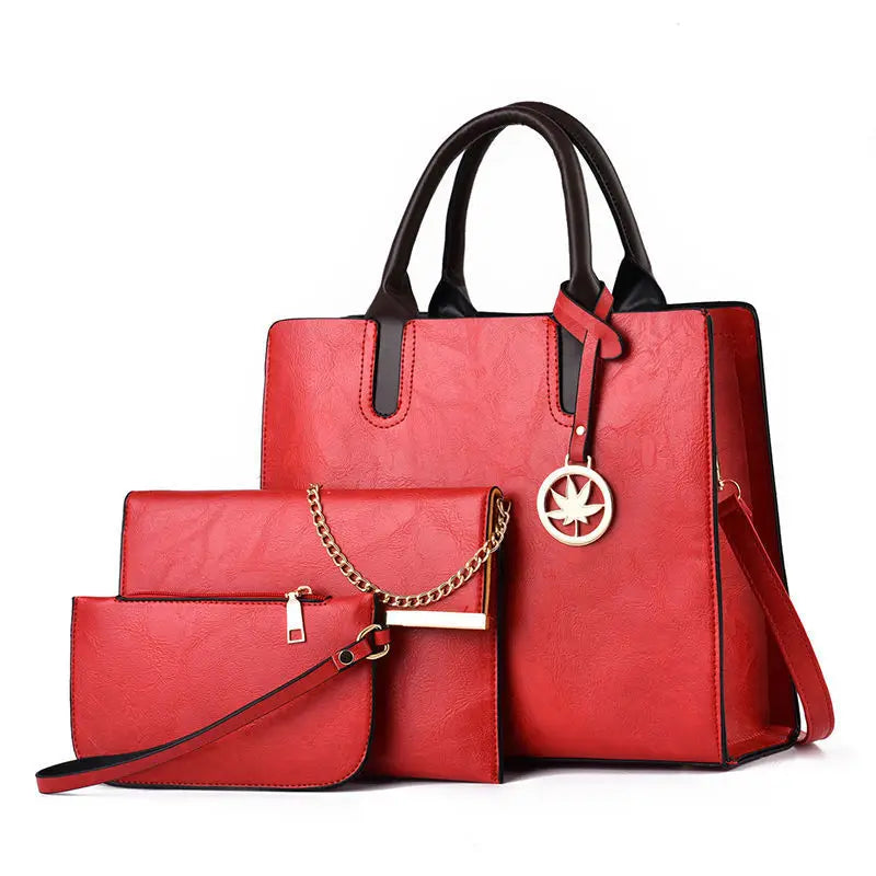 New Luxury Leather Women's Bag Lacquer Leather 3piece Set Women's Handbag Fashion Trend Women's Crossbody Bag Large Tote Bag