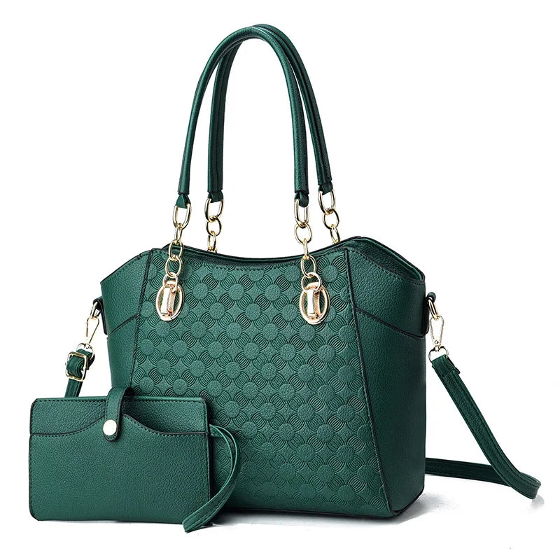 2024 New PU Leather Large Capacity Tote Bag Women's Chain One Shoulder Bag Fashion Women's Handbag with Wallet Bolsa Feminina