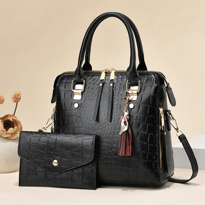 Luxury Crocodile Pattern Handbag Women Tote Bags New PU Leather Tassel Shoulder Bag Brands Design Womens Handle Bag Lady Purse