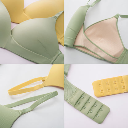 New For Women Yellow Sexy Lingerie Set Padded Bras Wireless Panties One-Piece Bra Sets Underwear A B