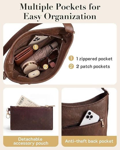Bag for Women PU Leather Purses, Multi-pocket Crossbody Handbags with Zipper,Shoulder Bags Tote Purse