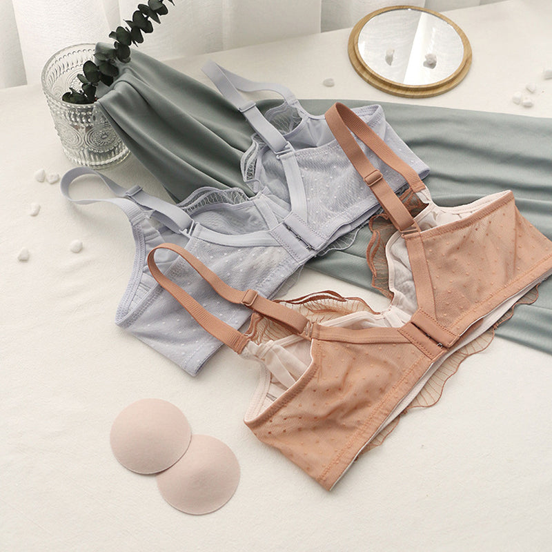New Fashion Women Pink Sexy Lingerie Lace Bralette Cotton Panties Push Up Padded Underwire Bra Sets Lingerie C