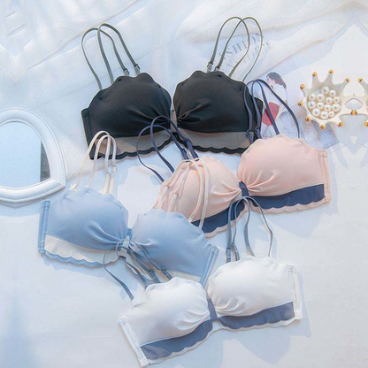 New For Women Pink Pruple Wireless One-Pieces Bralette Panties Push Up Bra Sets Underwear Sexy Lingerie Sets A B