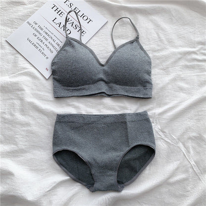 Seamless Sports Underwear Set Women Wireless Padded Bra Set One Piece Tube Top Bralette Soft Breathable Lingerie