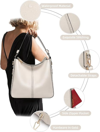 Purses for Women 3PCS, Crossbody Bags Set Large Leather Purse Shoulder Handbags with Wallet Adjustable Straps for Ladies