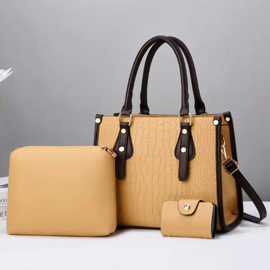 Fashion 3-Piece Set Woman Bags 2024 New Luxury Ladies Shoulder Bag Set Messenger Bag Wallet Handbag Luxury Girls Messenger Bag