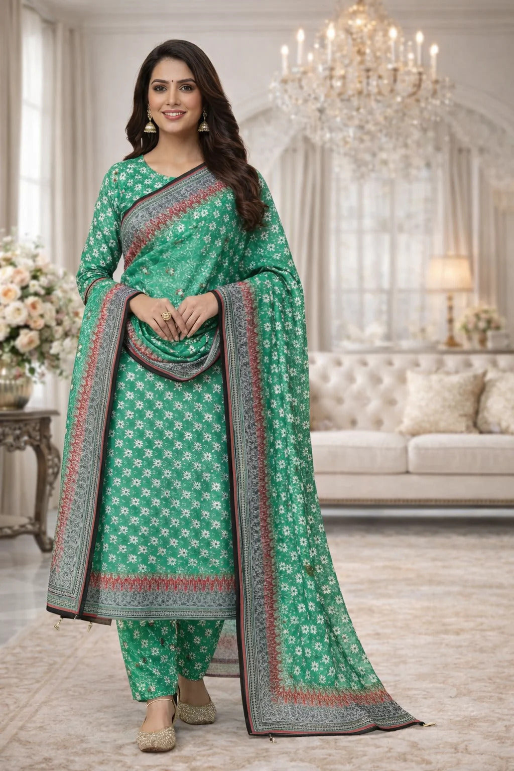 Swiss Lawn Unstitched 3 Piece Suit - A1812