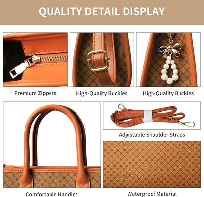 3Pcs Purses and Handbags Set for Women, Top Handle Satchel Shoulder Crossbody Tote Bag Purse with Wallet for Work