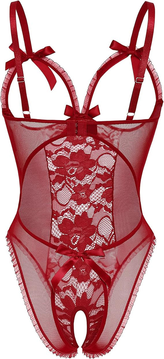 Lingerie for Women One Piece Lace Babydoll Sleepwear Bodysuit