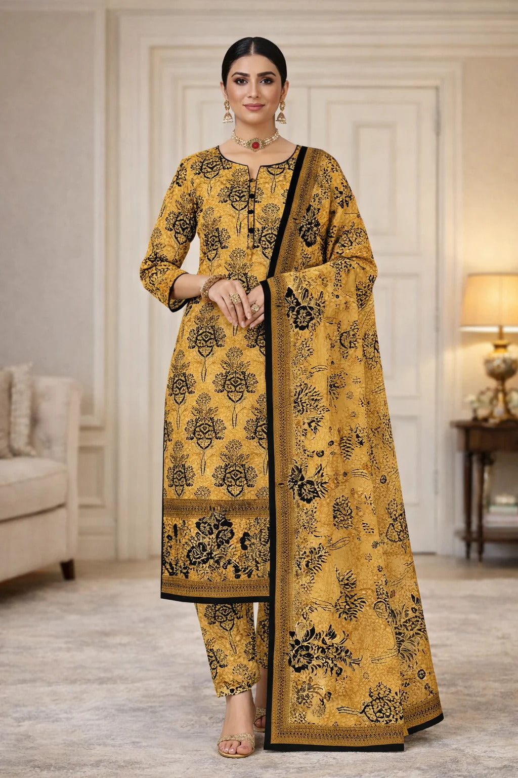 Swiss Lawn Unstitched 3 Piece Suit - A1804