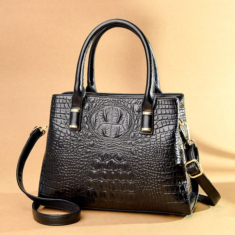 Large Vintage Totes Bag Big Pu Leather Shoulder Bag New Crocodile Pattern Handbags Women's Casual Design Crossbody Messenger Bag