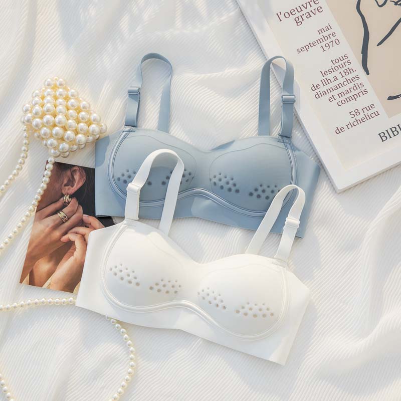 for Women Blue Green One-Piece Bra Sets Seamless Bralette Cotton Panties Push Up Underwear Wireless Lingerie Set A B